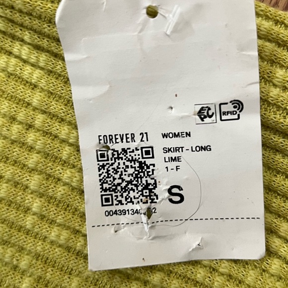 NWT forever 21 lime green neon maxi midi fitted stretchy skirt ribbed small - Picture 5 of 5